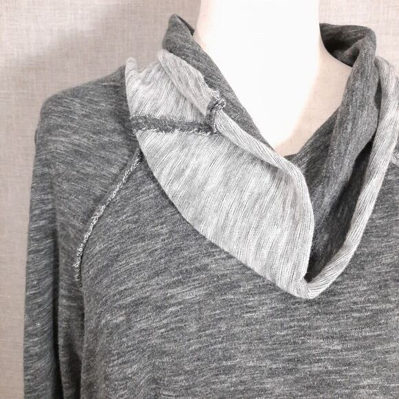 Free People FP Beach Two Body Raglan Tunic Top Sweater Cowl Neck Gray One Size - Picture 8 of 15